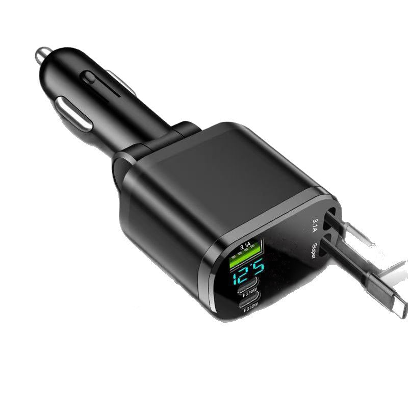 Cargador para coche con cable retr�ctil y carga r�pida de 120 W