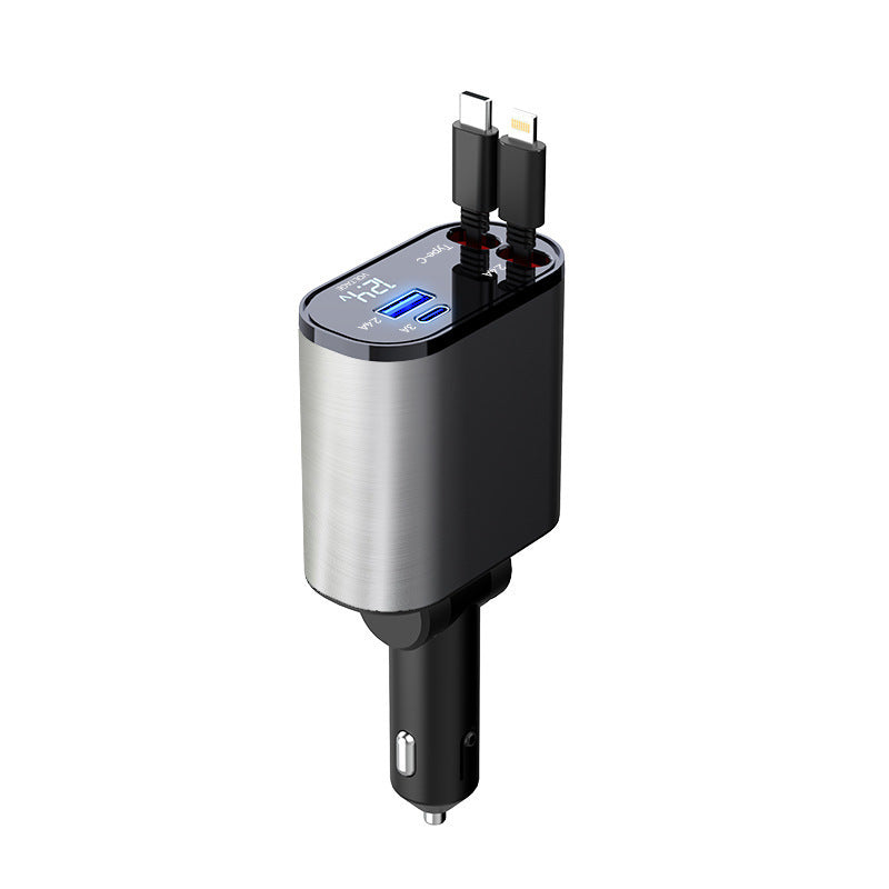 Cargador para coche con cable retractil y carga rapida de 120 W